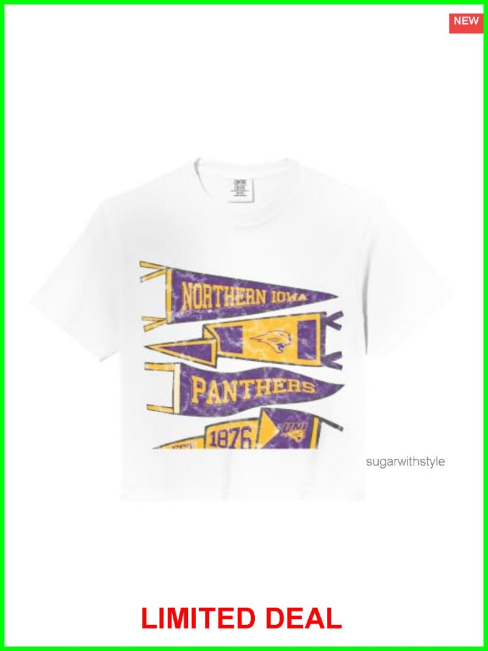 UNI Panthers Distressed Crop Top Comfort Colors Crew Neck Tee